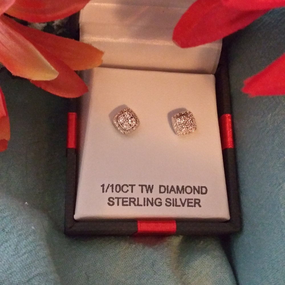 Diamond Sterling Silver Earrings